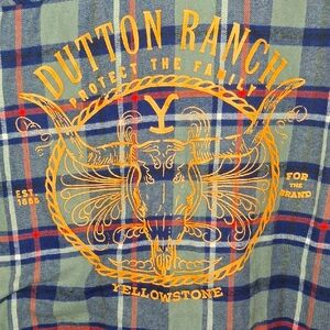 Men's Yellowstone Long Sleeve Plaid Button Up Flannel Shirt Size 2XL